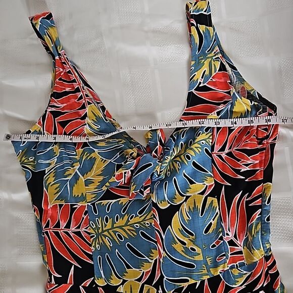 OXXO Women's Tropical Bell- Bottoms Jumpsuit Size Small Red/Blue - Picture 5 of 16
